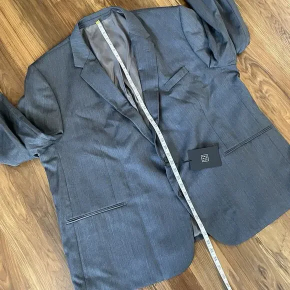 NWT The BLK TUX Tollegno 1900 Men’s 54R Gray Blazer Suit Jacket 100% Merino Wool